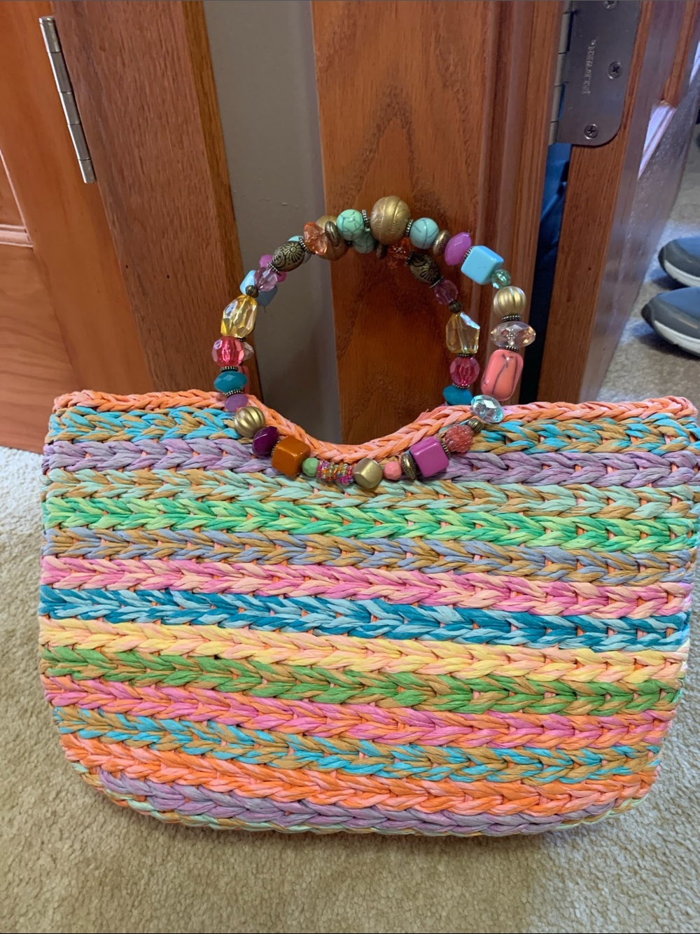 Cappelli Straworld, Inc. Multicolor Straw Beaded Handle Bag - Picture 3 of 5